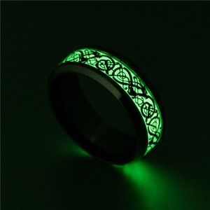 Stainless Steel Glow-in-the-Dark Scroll Ring, NWT